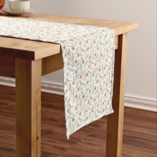 Fijne Ditsy Waterverf Bloemen Pastel Patroon Korte Tafelloper