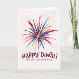 Fijne Diwali Kleurrijke Vuurwerk Waterverf Kaart