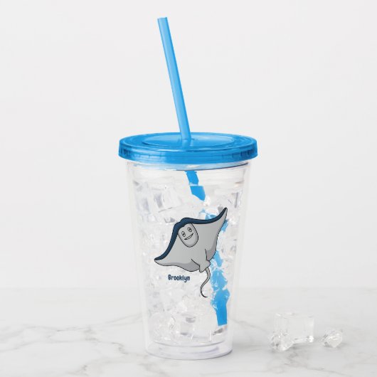 Fijne doornvis cartoon acryl drinkbeker (Voorkant ijs)