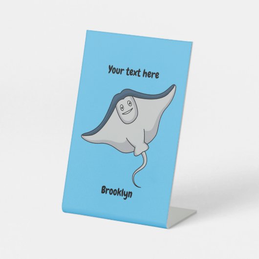 Fijne doornvis cartoon reclamebord met voetstuk (Voorkant)