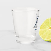 Fijne doornvis cartoon shot glas (Links)