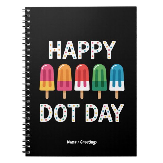 Fijne Dot-dag 2025 Jongens Meisjes Kleurrijke Stip Notitieboek (Voorkant)