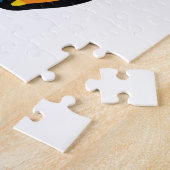 Fijne draak met hoofdtelefoons die naar muziek lui legpuzzel (Zijkant)