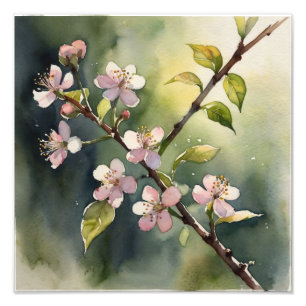 Fijne dromen: Cherry Blossom Waterverf Foto Afdruk