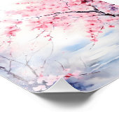 Fijne dromen: Waterverf kersenbloesemboom Foto Afdruk (Hoek)