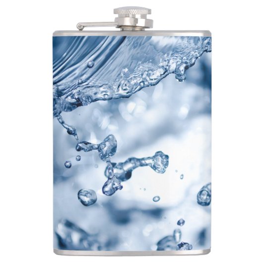 Fijne druppels lichtblauw water heupfles (Voorkant)