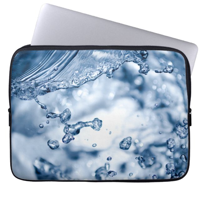 Fijne druppels lichtblauw water laptop sleeve (Voorkant)