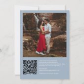 Fijne Dusty Blue QR Code RSVP Weduwfoto Kaart (Achterkant)
