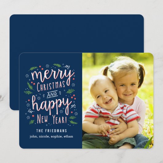 Fijne Editable Color Holiday-fotokaarten Feestdagenkaart (Voorkant / Achterkant)