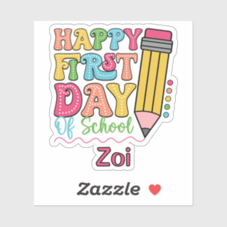 Fijne Eerste Dag Op School Mooie Potlood Stippen Sticker
