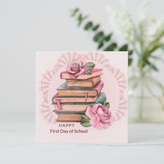 Fijne eerste dag schoolkaart (Staand voorkant)