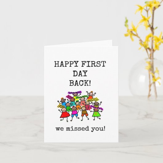 Fijne eerste dag terug, Schattigee Kaart (Gele Bloem)