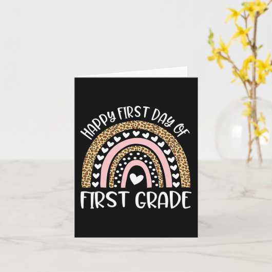 Fijne eerste dag van de 4e klas leraar terug naar kaart (Gele Bloem)