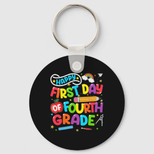 Fijne eerste dag van de 4e klas terug naar school sleutelhanger