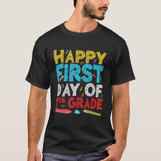 Fijne eerste dag van de 7e klas leraar student ter t-shirt (Voorkant)