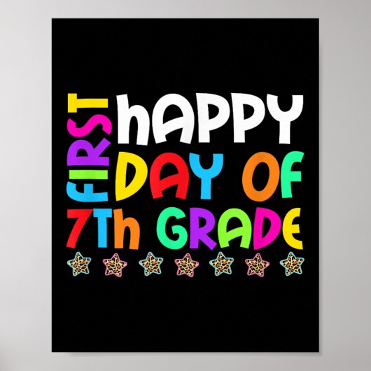 Fijne eerste dag van de 7e klas terug naar school poster (Voorkant)