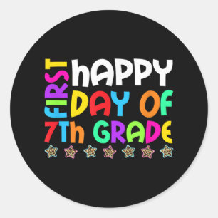Fijne eerste dag van de 7e klas terug naar school  ronde sticker