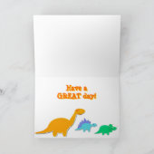 Fijne Eerste Dag van de Cartoon van de School Dino Kaart (Binnen)