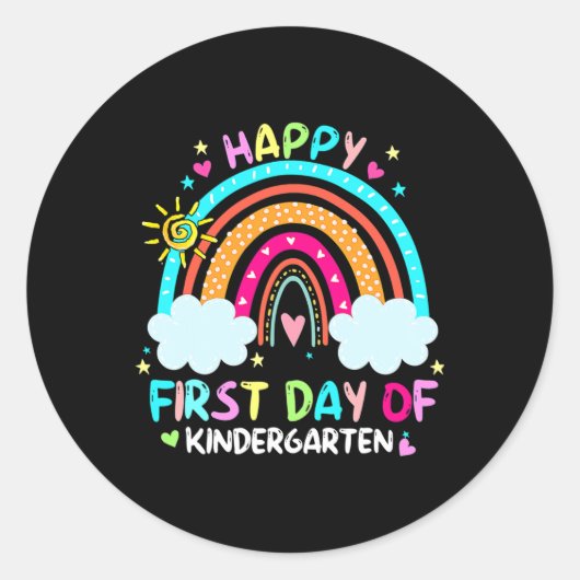 Fijne eerste dag van de kinderopvang naar school ronde sticker (Voorkant)