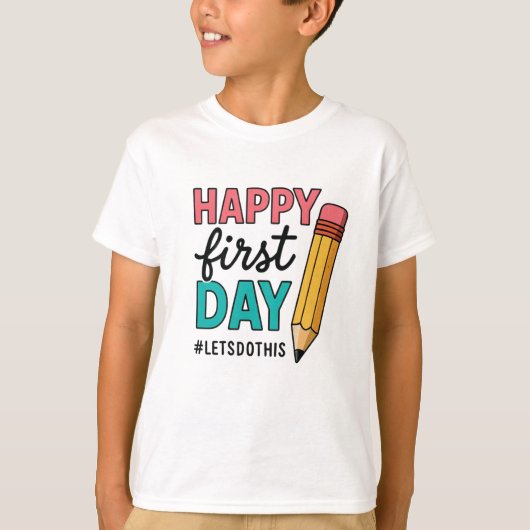 Fijne eerste dag van de leraar aan de school t-shirt (Voorkant)