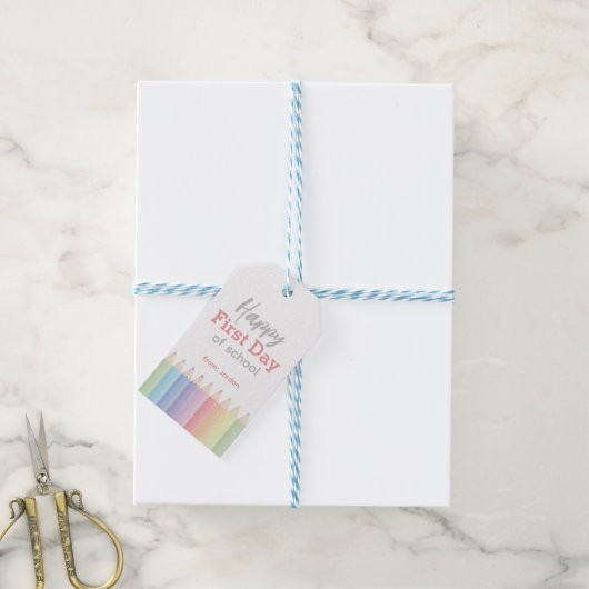 Fijne Eerste Dag van de School Cadeaulabel (Met Touw)