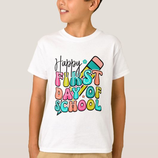 Fijne Eerste Dag van de School T-shirt (Voorkant)