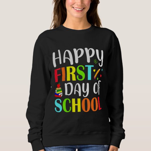 Fijne eerste dag van de schoolgaande Mannen Vrouwe Trui (Voorkant)