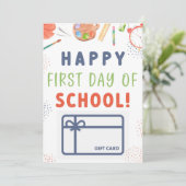 Fijne eerste dag van de schoolkaarthouder kaart (Staand voorkant)