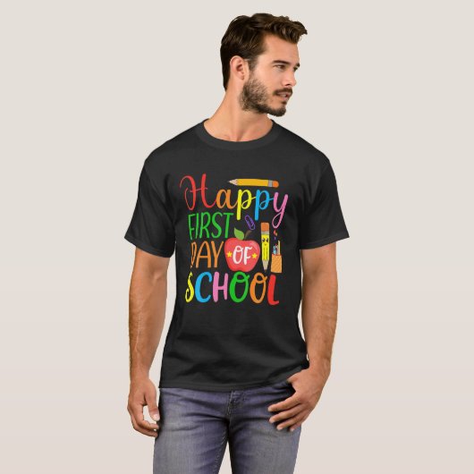 Fijne eerste dag van de schoolleraar en de student t-shirt (Voorkant volledig)