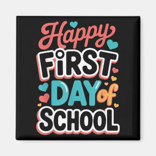 Fijne eerste dag van de schoolleraar student magneet