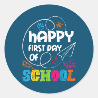 Fijne eerste dag van de schoolleraar student ronde sticker