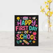 Fijne eerste dag van de schoolleraar-student terug kaart (Gele Bloem)