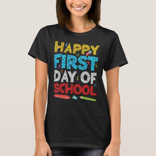 Fijne eerste dag van de schoolleraar-student terug t-shirt (Voorkant)