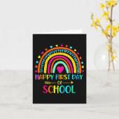 Fijne eerste dag van de schoolregenboog terug naar kaart (Gele Bloem)