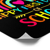 Fijne eerste dag van de schoolregenboog terug naar poster (Hoek)