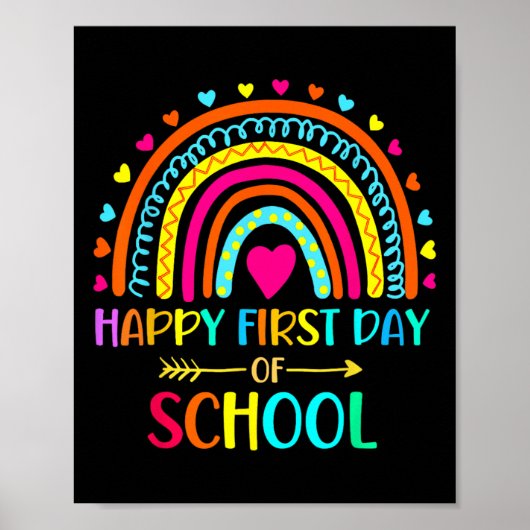 Fijne eerste dag van de schoolregenboog terug naar poster (Voorkant)