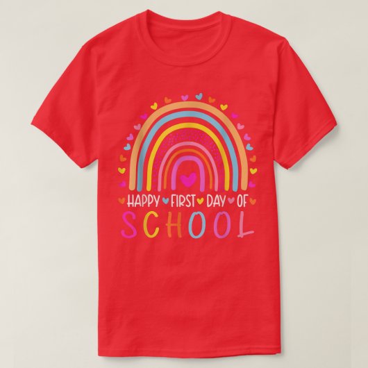 Fijne eerste dag van de schoolregenboogleraar t-shirt (Design voorkant)