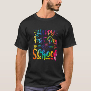 Fijne eerste dag van de schooltijd, kleurstof en t t-shirt