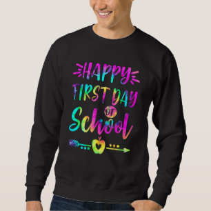 Fijne eerste dag van de schooltijd, kleurstof en t trui