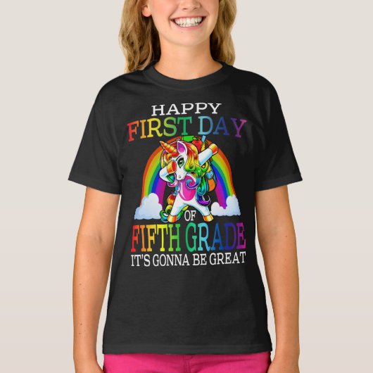 Fijne eerste dag van de vijfde klas t-shirt (Voorkant)