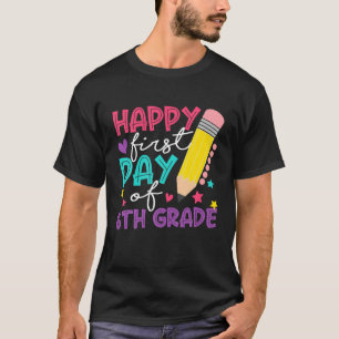Fijne eerste dag van het 6e Grade Cute Potlood ter T-shirt