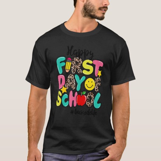 Fijne eerste dag van het schoolbusleven terug naar t-shirt (Voorkant)