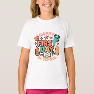 Fijne Eerste Dag van School – Mooie Kawaii Terug n T-shirt