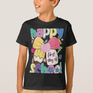 Fijne eerste dag van schoolpotlood Leraar Kinderen T-shirt