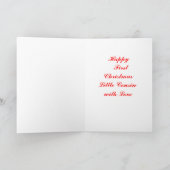 Fijne eerste Kerstmis kleine neef Feestdagen Kaart (Binnen)