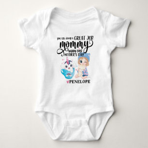 Fijne eerste Moederdag Baby Meisje + Kitty-corn Romper