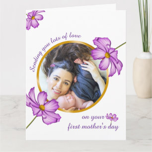 Fijne eerste Moederdag & moderne bloemenfoto Kaart