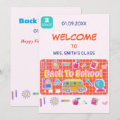 Fijne eerste schooldag! Bericht van de leraar Kaart (Voorkant / Achterkant)