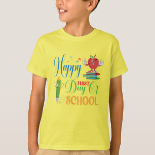 Fijne eerste schooldag Mooie cartoon appel T-shirt