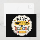 Fijne eerste schooldag Mooie Kawaii Potlood Briefkaart (Voorkant / Achterkant)